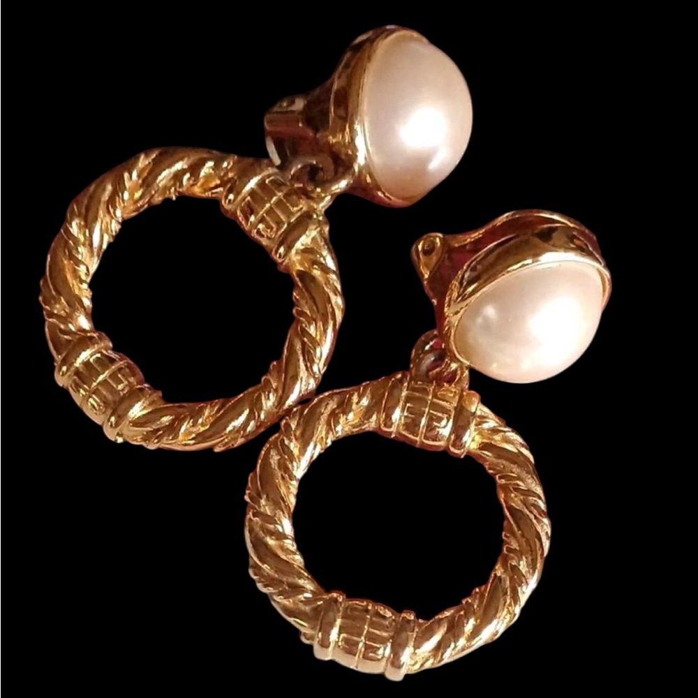 Givenchy Vintage Gold Plated and Pearl Clip-On Earrings